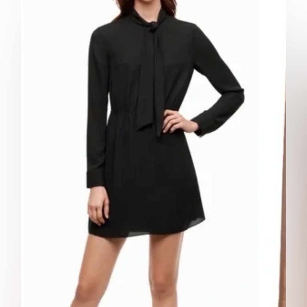 Sunday Best Aritzia Black Mini‎ Dress Size XS Bow Collar Front Women’s